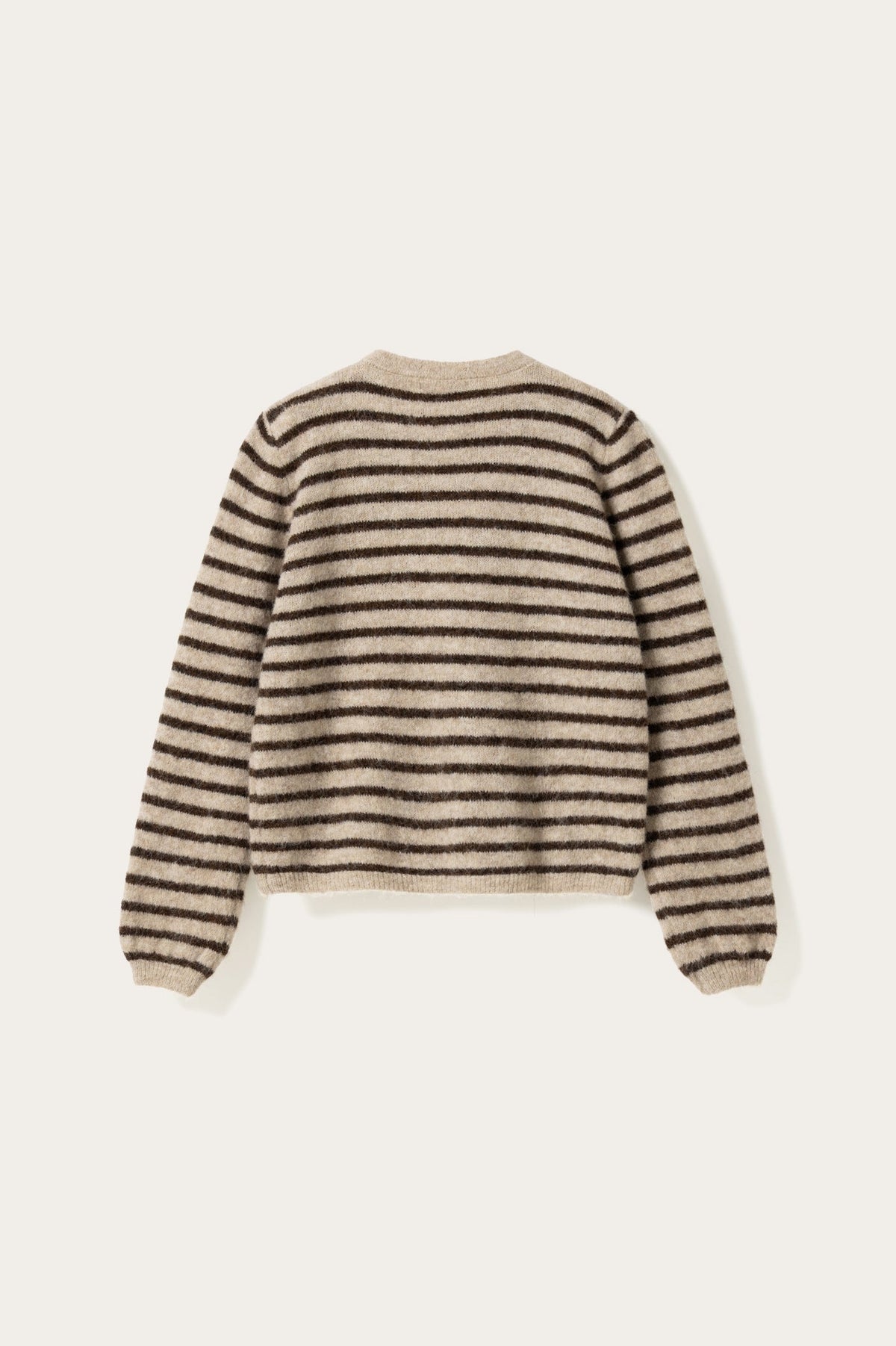 N-Mertice Knit Cardigan Brown Sand Stripe