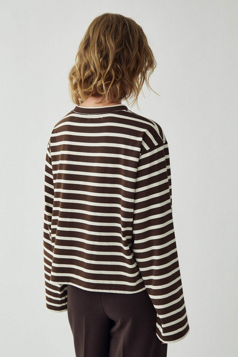 N-Maple LS T-Shirt Eton Brown Ivory Stripe