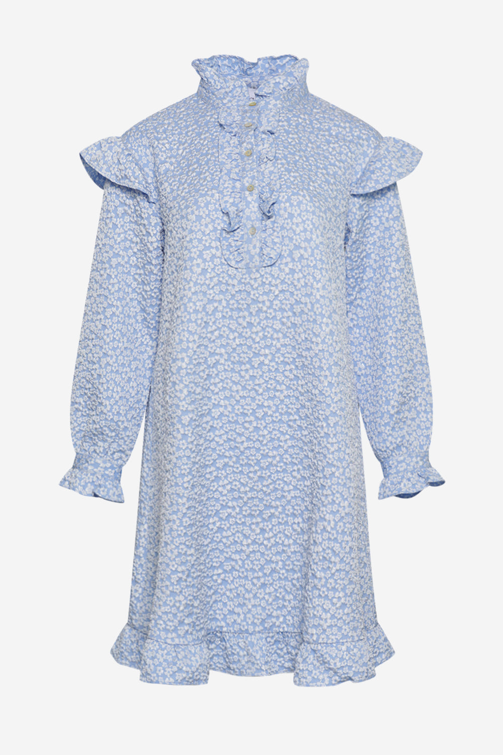Noellas Reno Ruby Ruffle Dress Light Blue. Køb Kjoler hos www.noellafashion.dk